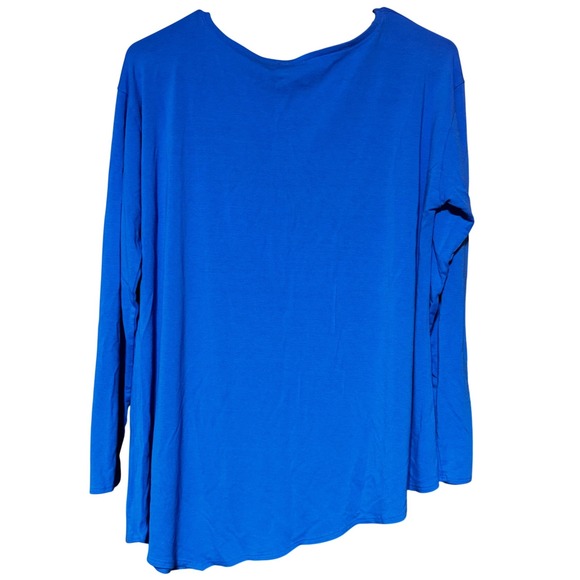 Eileen Fisher Blue Long Sleeve Asymmetrical Hem Top – Size Large - Picture 2 of 6